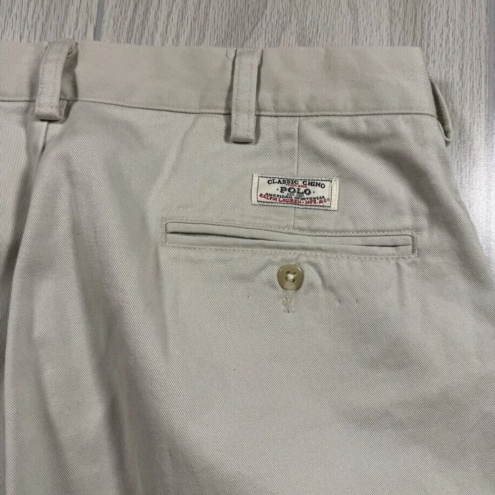 Vintage NOS Polo Ralph Lauren Andrew Pant Double Pleated Men’s 35x30 Beige New